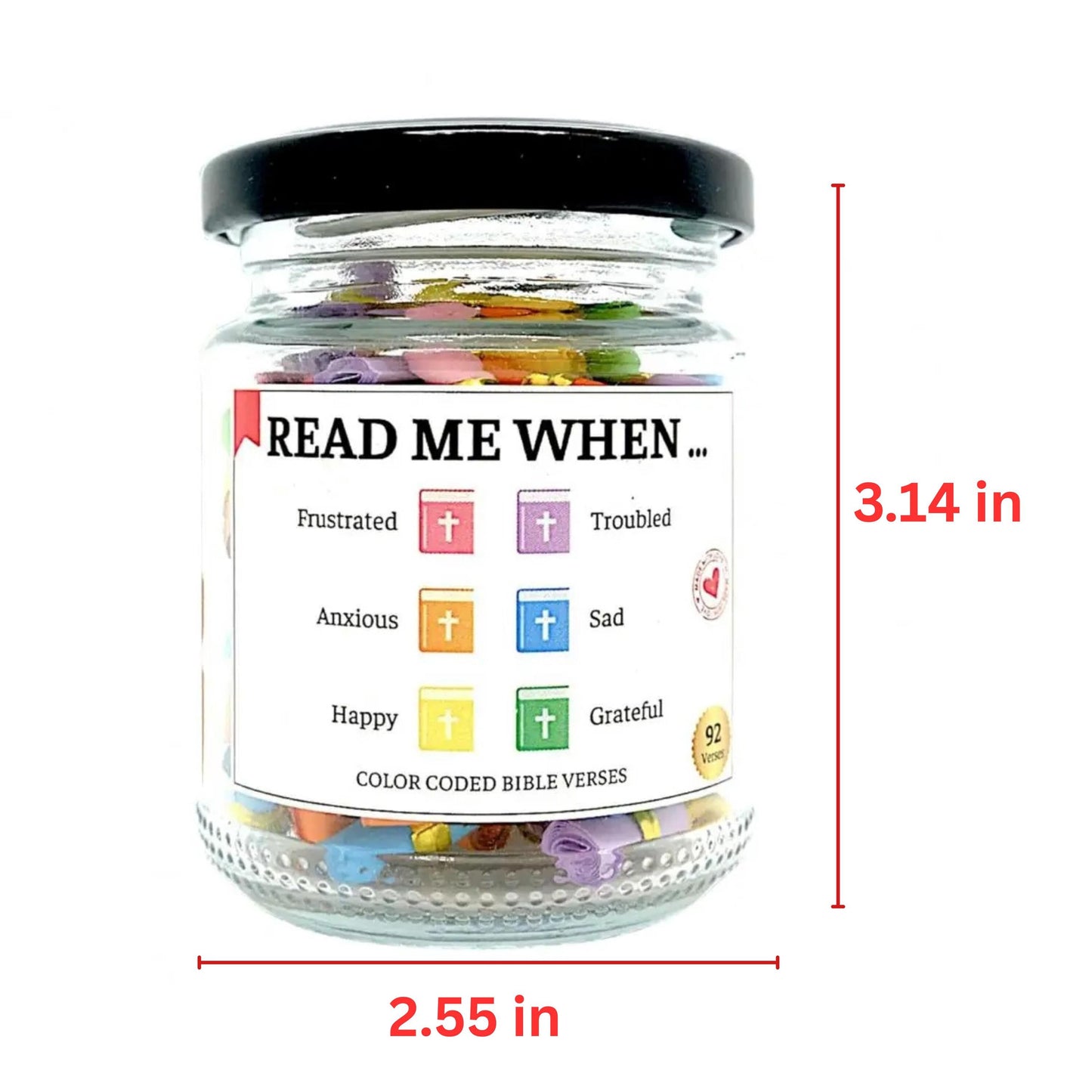 Bible Verse Jar, Read Me When Jar, Christian Affirmation Cards Gift, Color-Coded Bible Verse Jar, Personalized Faith Gifts, Religious Gift