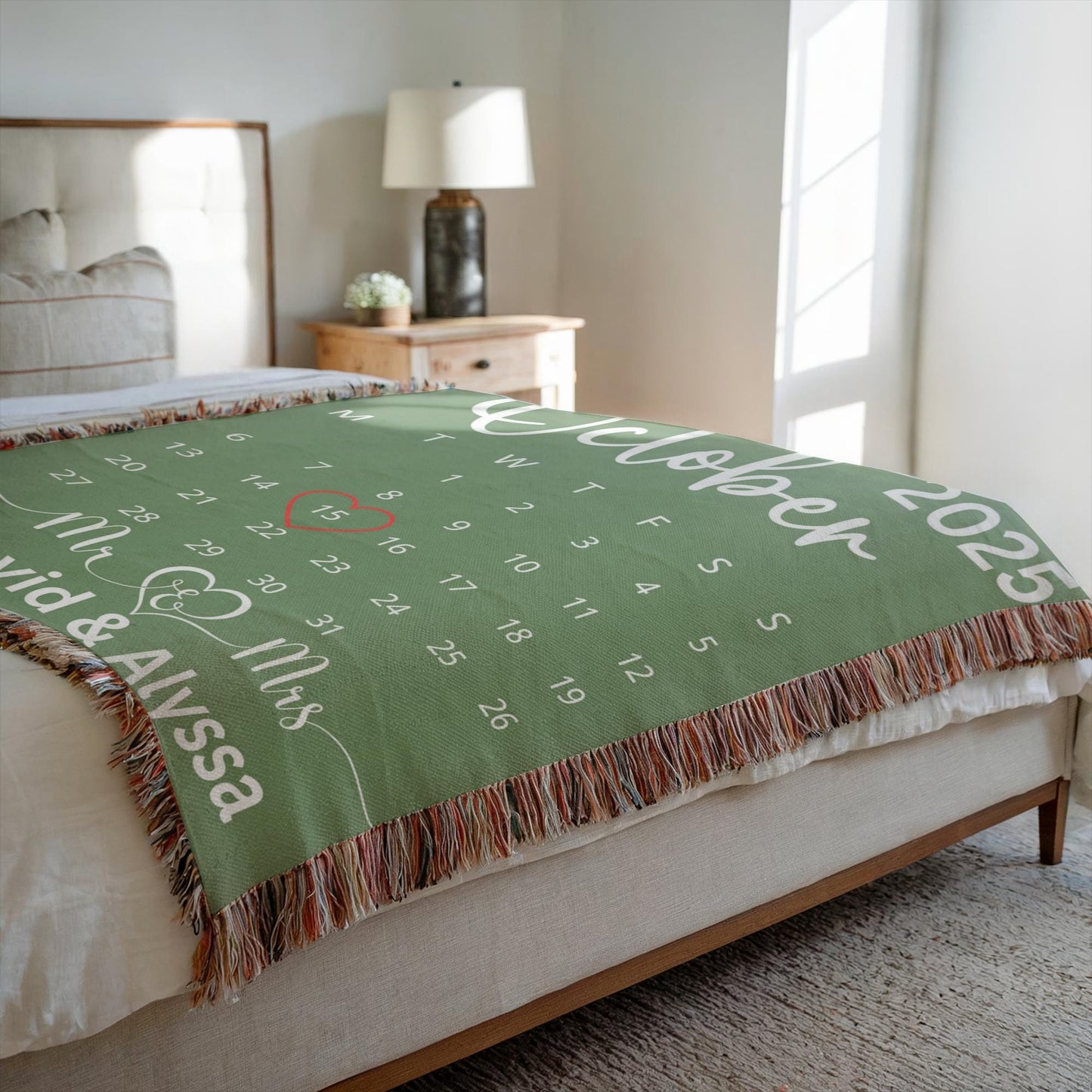 Mr mrs woven blanket, custom wedding gift for bride, married calendar gift, personalized wedding Keepsake, Mr & Mrs blanket, bridal shower