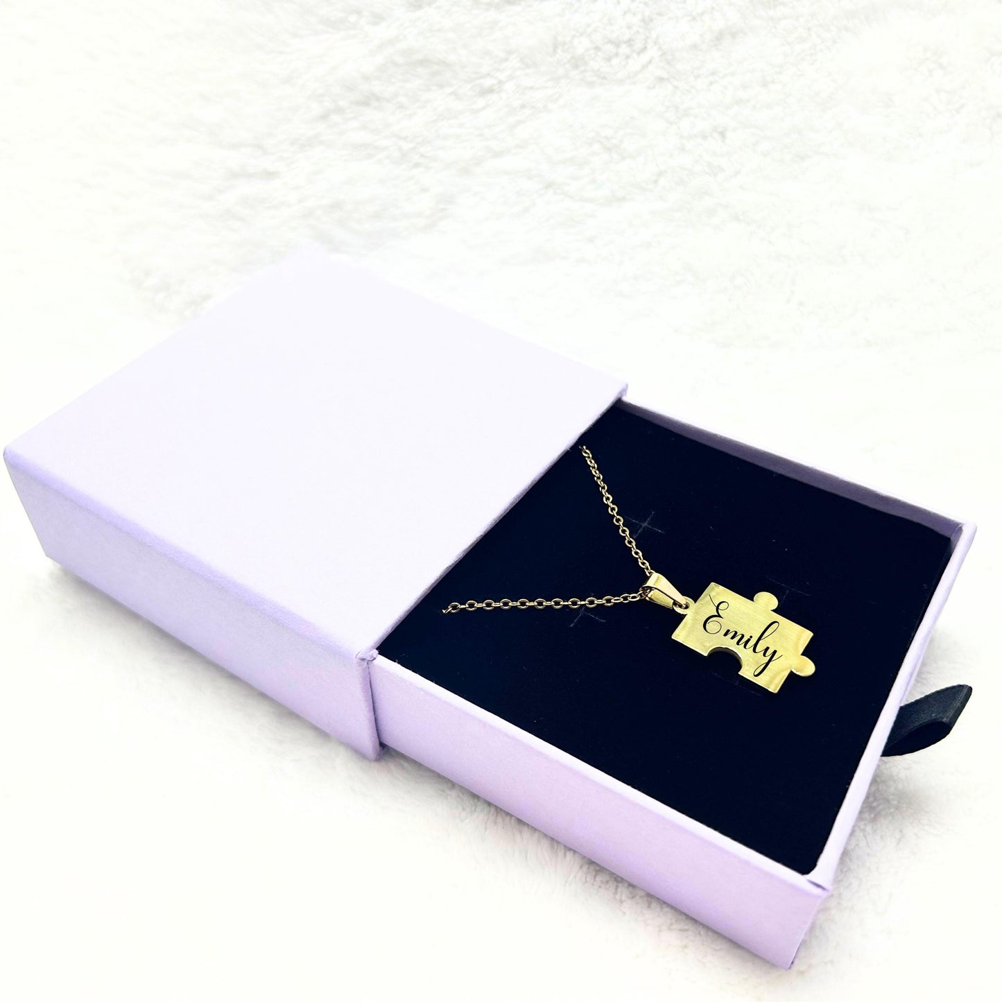 Custom puzzle necklace, mothers day gift mom, necklace with jewelry box