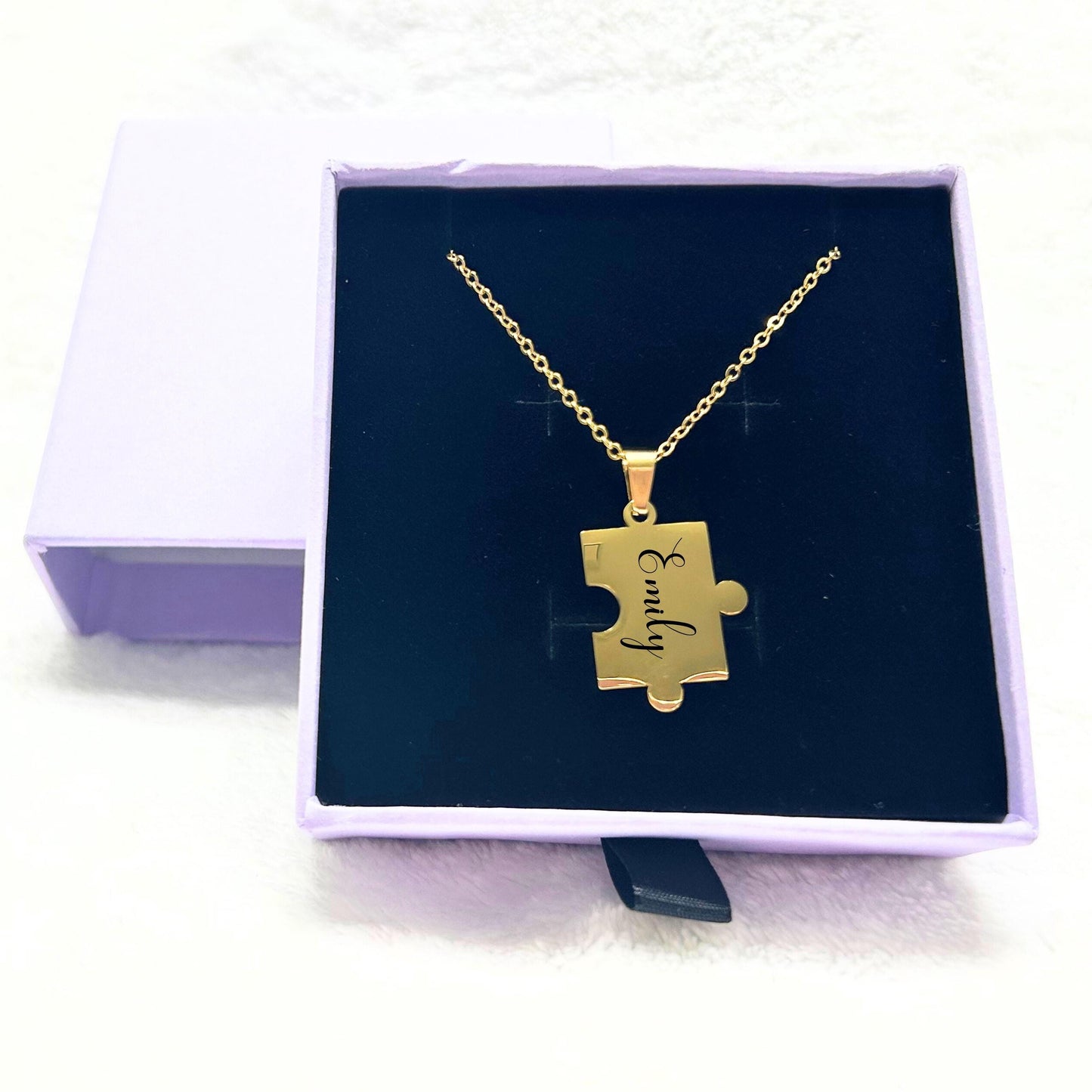Custom puzzle necklace, mothers day gift mom, necklace with jewelry box