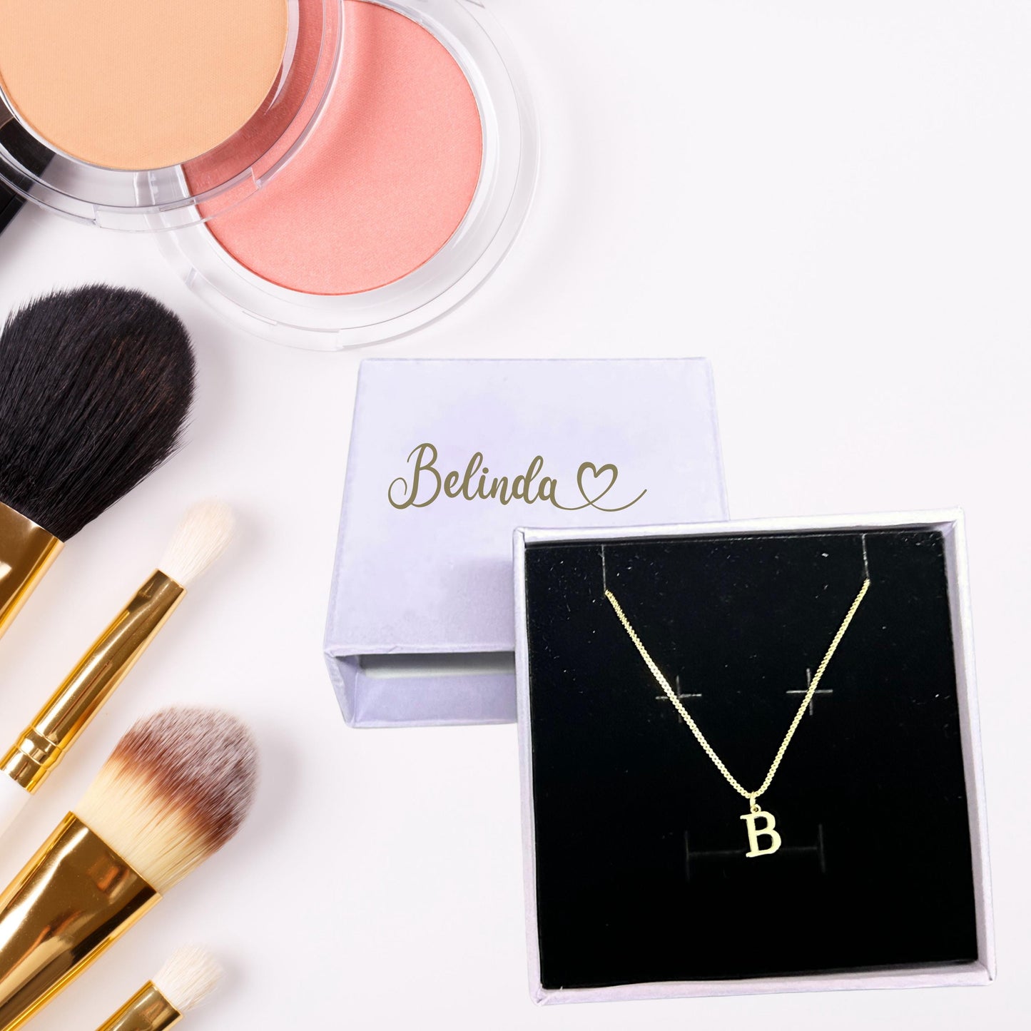 Name Initial Necklace for Women, Personalized Jewelry Box, Dainty minimalist necklace, custom gift for mom, birthday necklace gift for her