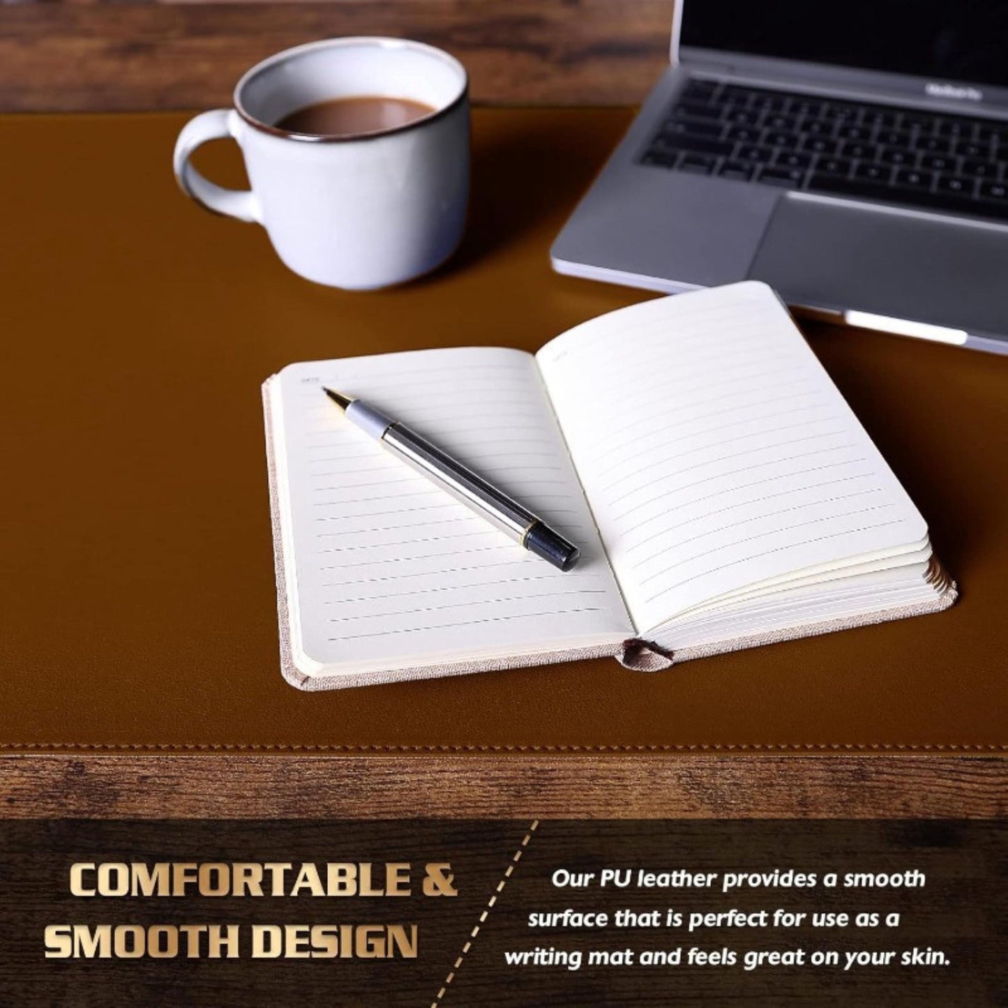 Personalized Leather Desk Mat Wooden Pen Set, Large Custom Engraved Mouse Pad, Coworker Birthday Gift, Work Boss Office Gifts, Gift for Him