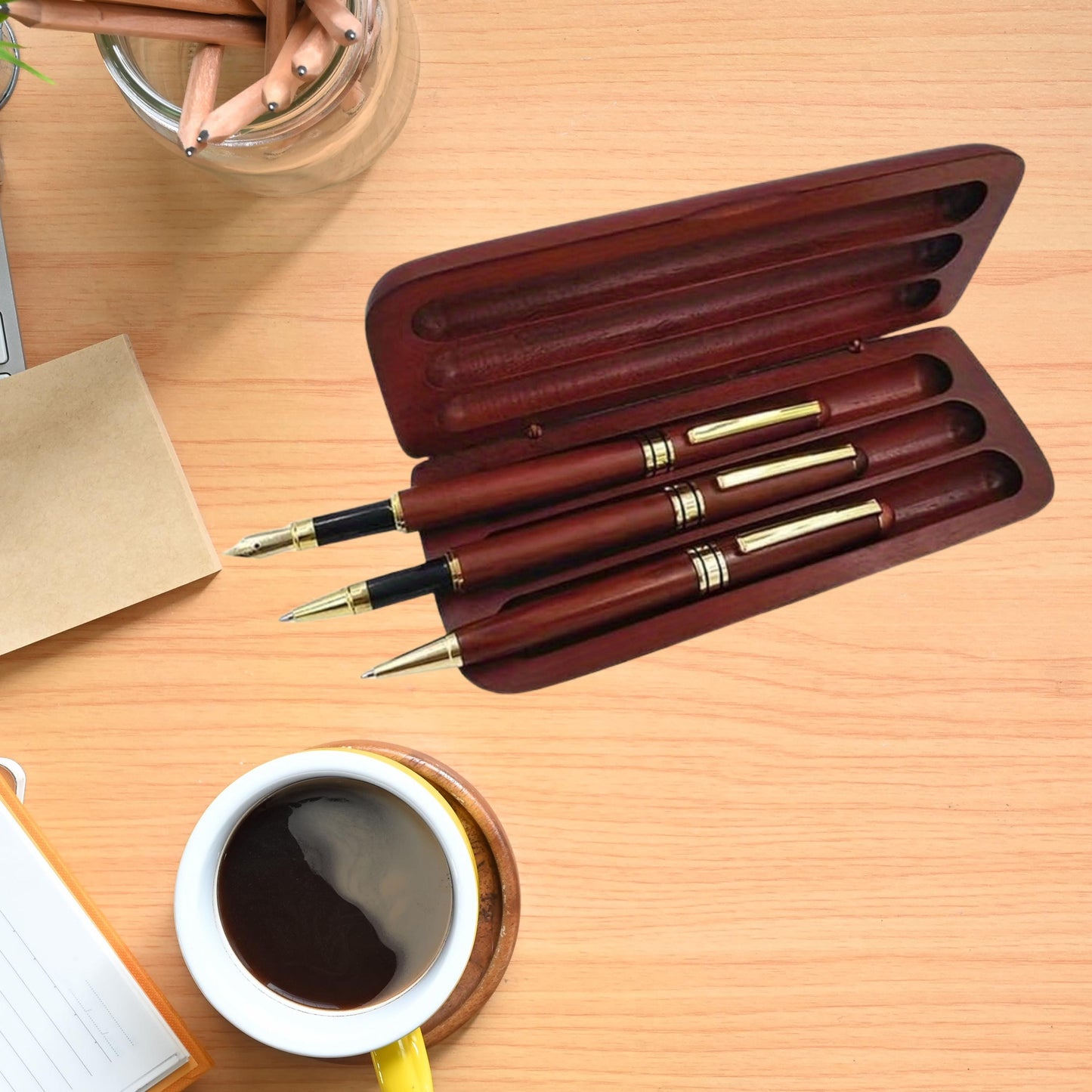 Personalized Wooden Pen with Case, Custom Laser Engraved Pens for Him, Coworker Birthday Gift, Work Boss Office Gift, for Dad Fathers Day