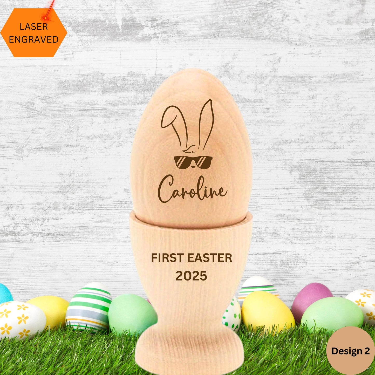 Personalized Easter Bunny Ears wood egg, Wooden Egg Custom, Engraved Wooden Egg, Easter egg hunt, Baby's First Easter Gift Basket Filler
