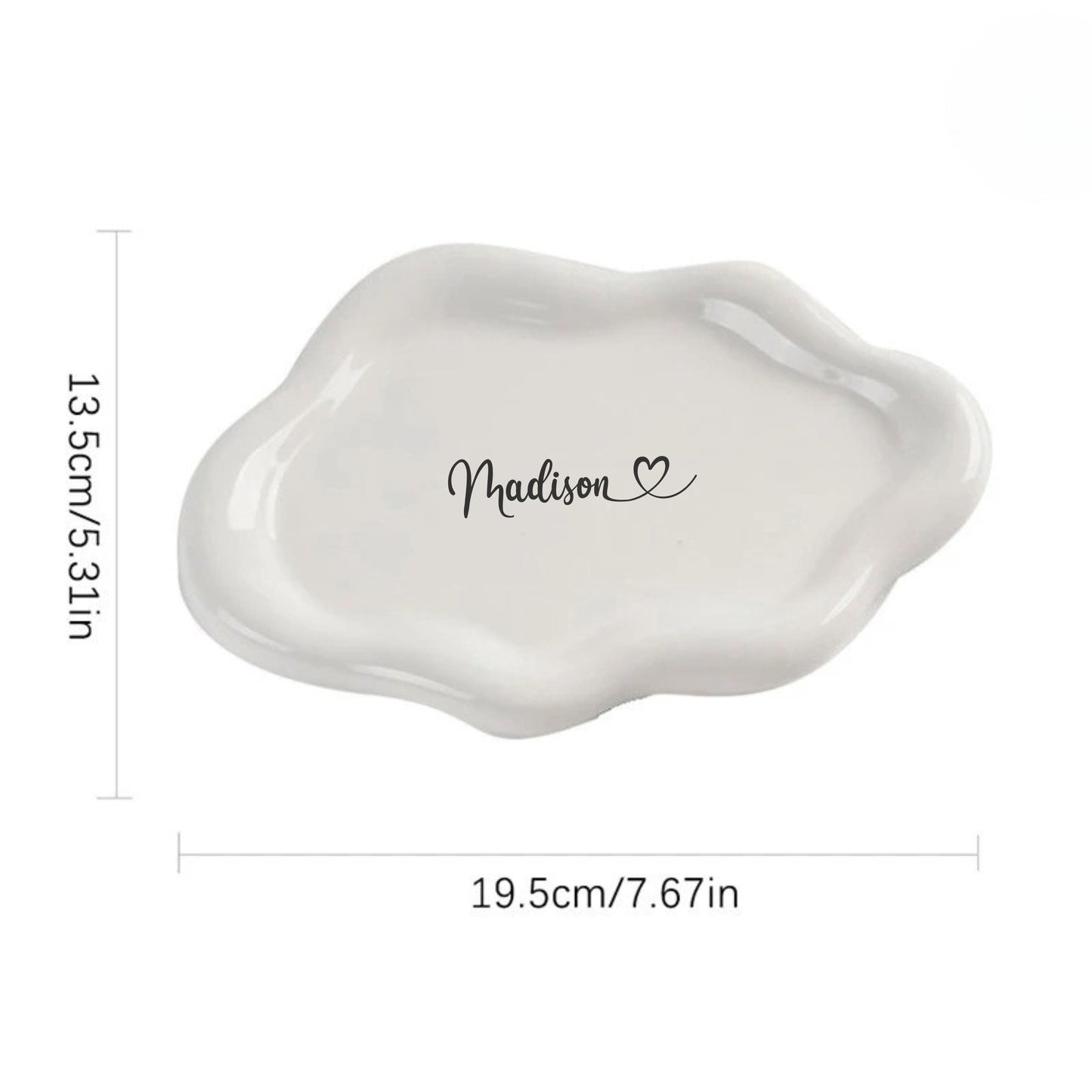 Personalized Cloud Trinket Dish, Custom Ring Dish, Bridesmaid proposal gift, Ceramic Jewelry Dish Bridal Shower Gift, Mothers Day Gift