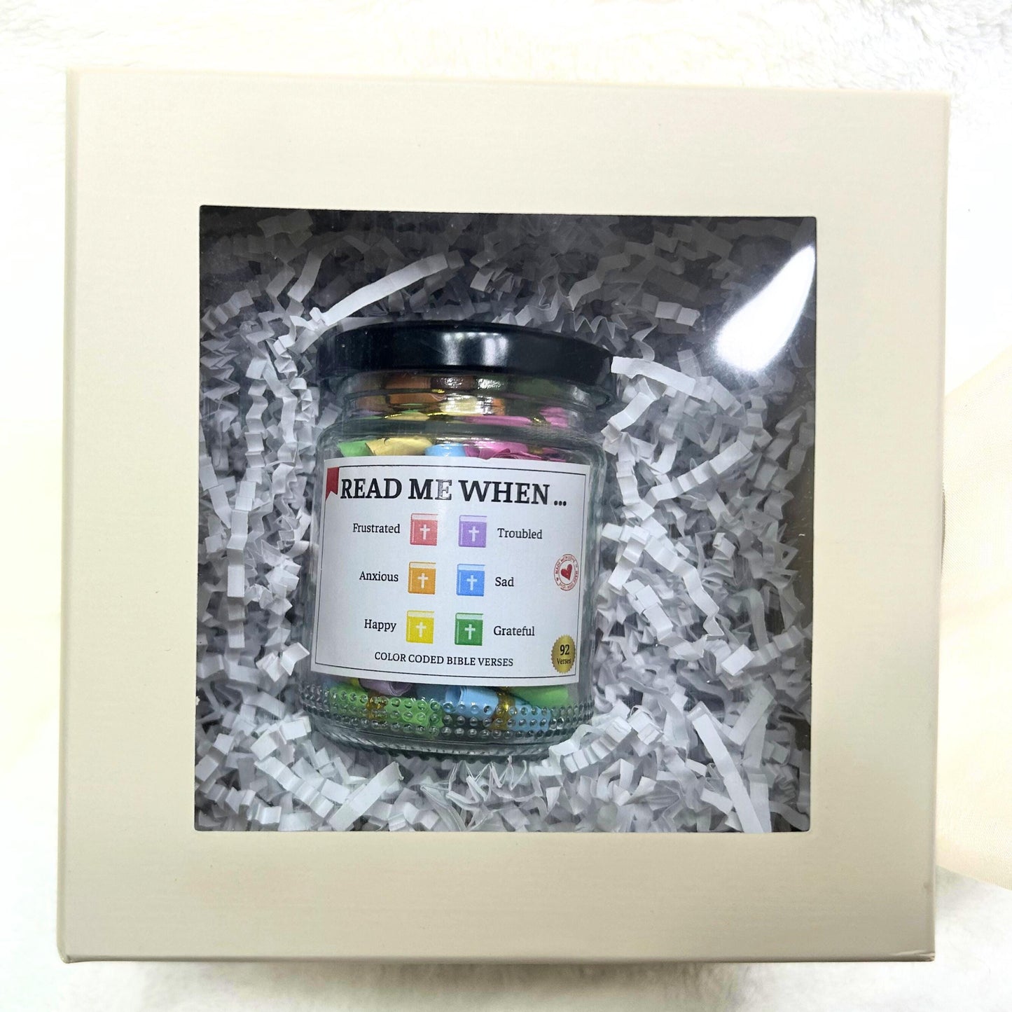 Bible Verse Jar, Read Me When Jar, Christian Affirmation Cards Gift, Color-Coded Bible Verse Jar, Personalized Faith Gifts, Religious Gift