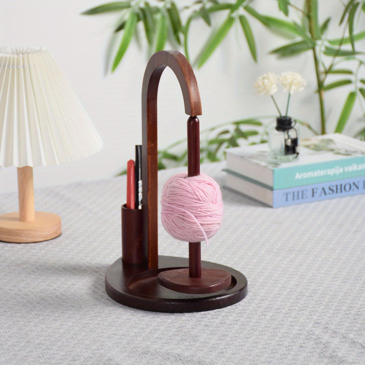 Personalized Wooden Yarn Holder, Crochet Yarn Holder with Strong Magnetic Spool Pin, Custom Engraved 360 Yarn Spin, Crochet Accessories