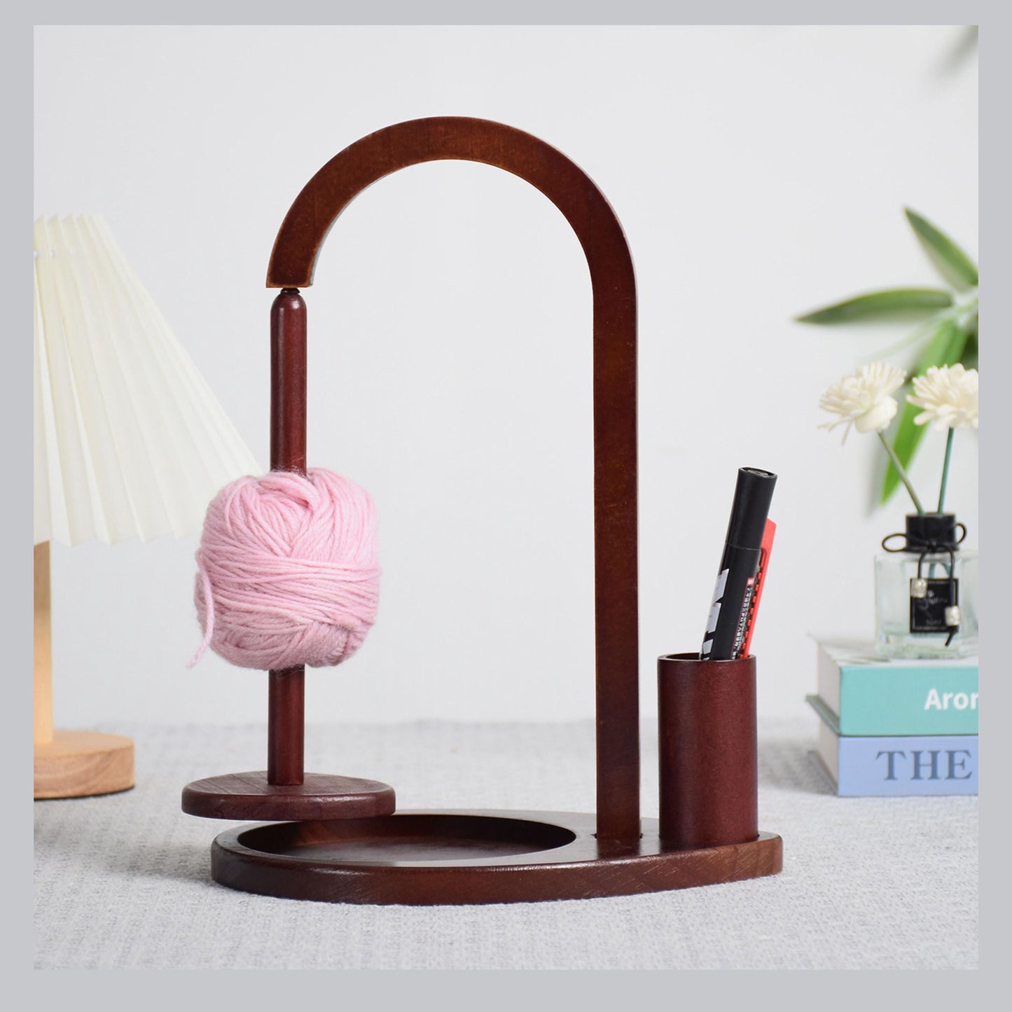 Personalized Wooden Yarn Holder, Crochet Yarn Holder with Strong Magnetic Spool Pin, Custom Engraved 360 Yarn Spin, Crochet Accessories