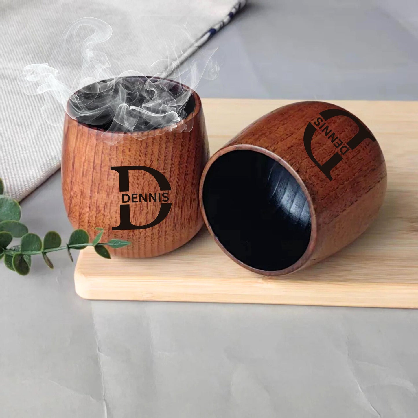 Personalized Charred Wooden Bourbon Drinking Glass, Custom Gifts for Men, 10 oz Wood Whiskey Glass, Fathers Day Gift for Him, Dad Gift