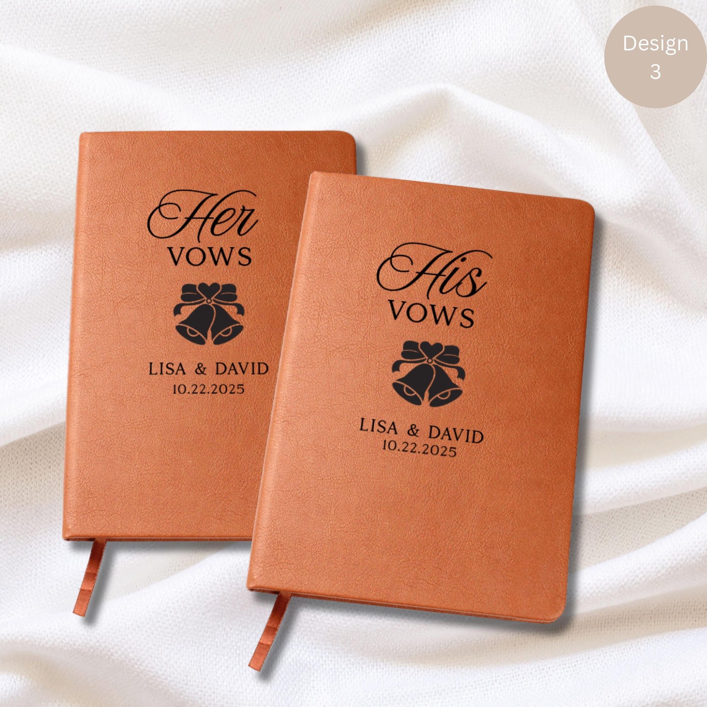 Custom Leather Journal for Bride & Groom, His And Her Vow Books, Personalized Wedding Keepsake, Personalized Leather Notebook Fiance Gift