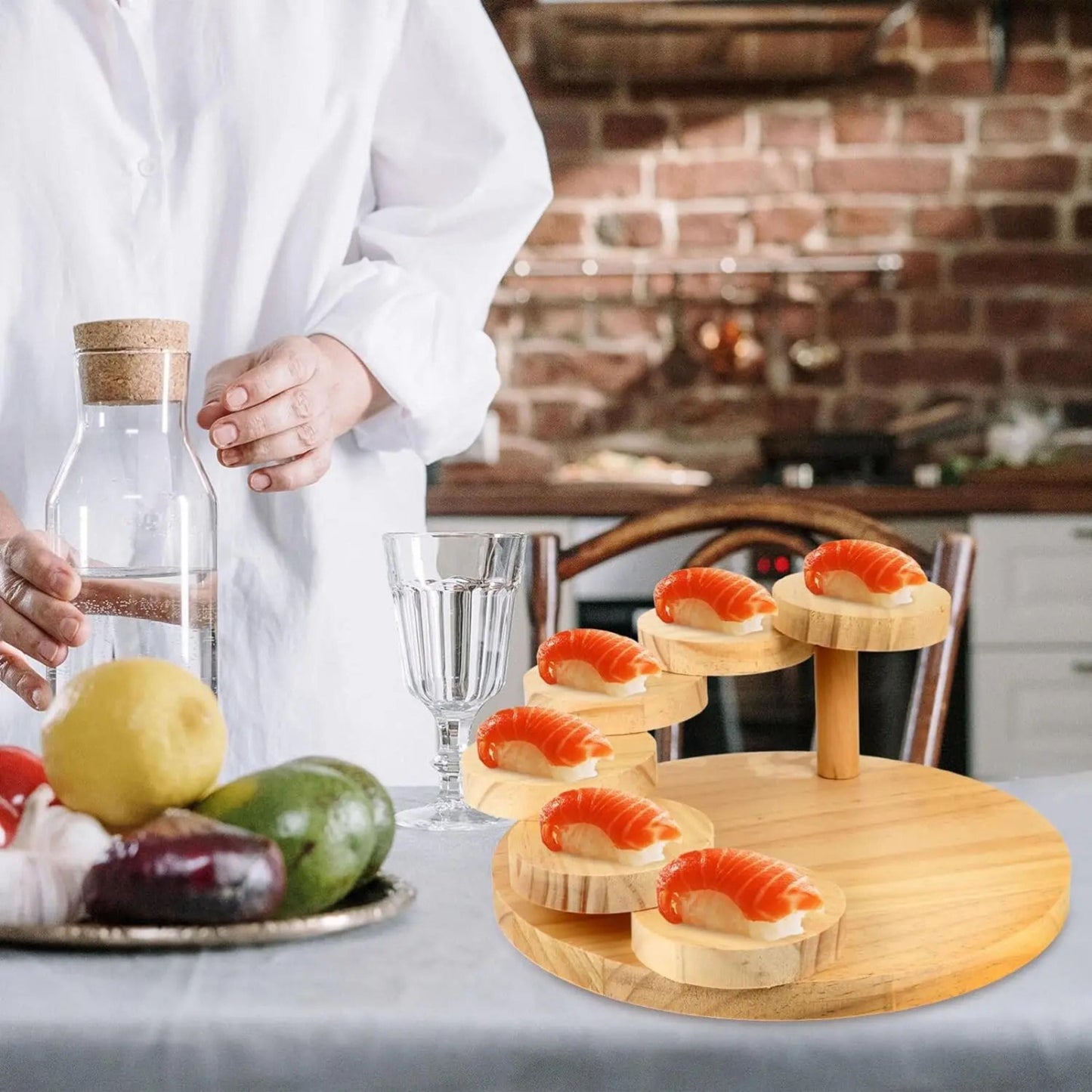 Personalized Tiered Charcuterie board, Bamboo Sushi Tray, Custom Wooden Desert display stand Platter, New Home Gift, Wedding Gift Couple