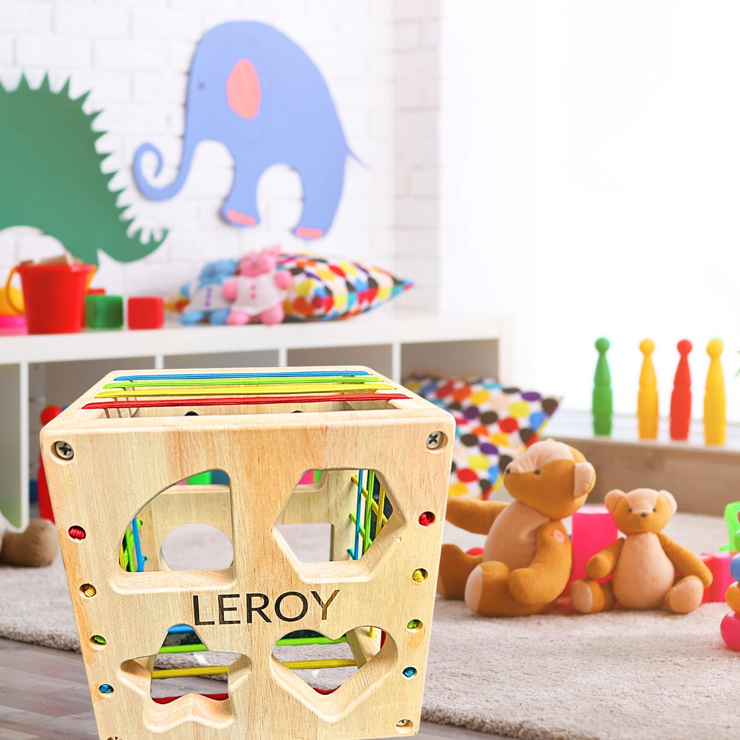 Personalized Wooden Sorter Cube, 1+ Year Old Playing Toys, Developmental Learning Toy Gifts for Toddler Boys Girls, 1 Year Birthday Gift