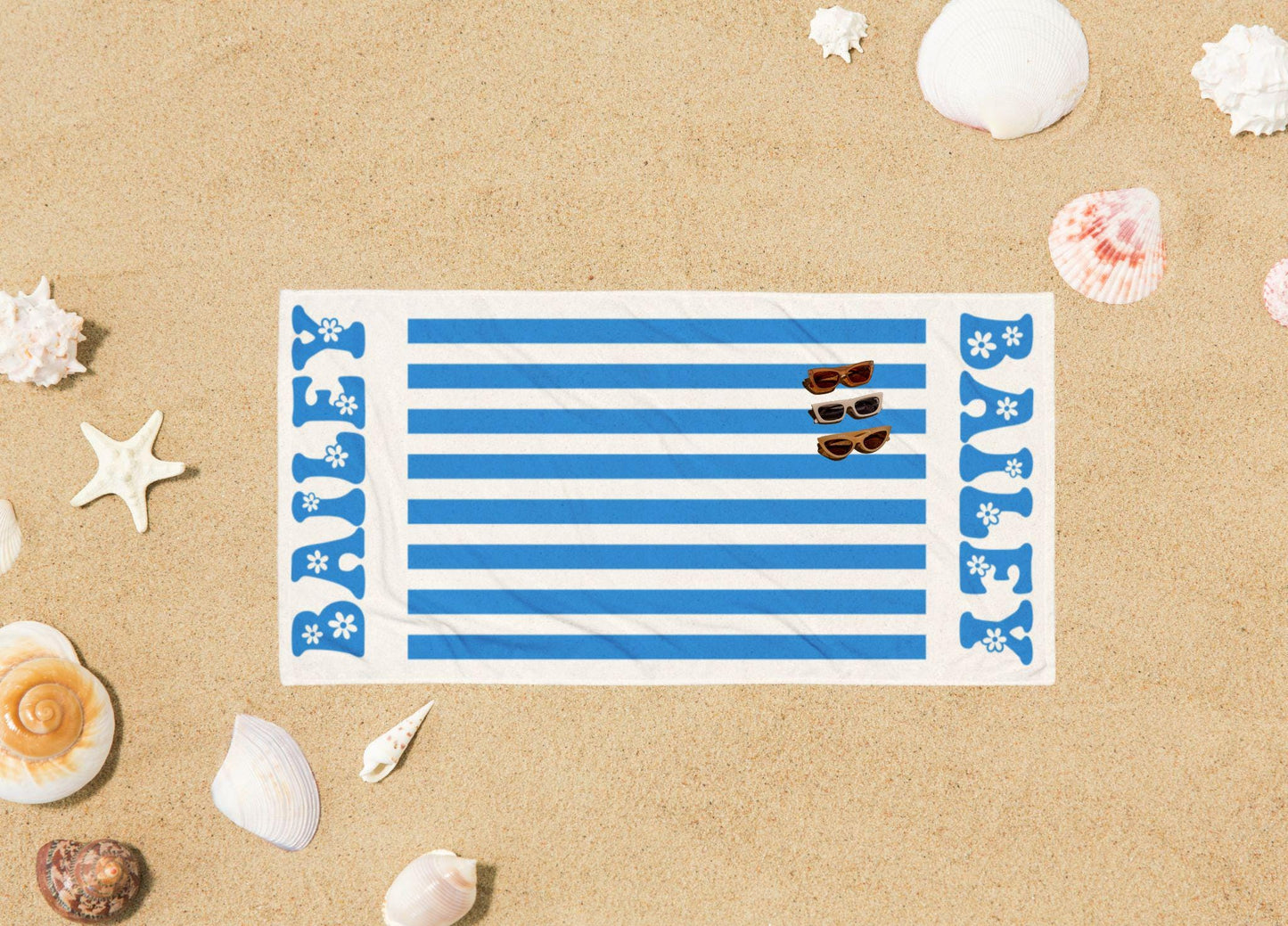 Custom Beach Towel, Personalized Striped Beach Towel, Camp Bachelorette Party Gift, Pool Party Towels, Bridesmaid Girls Trip Vacation Gift