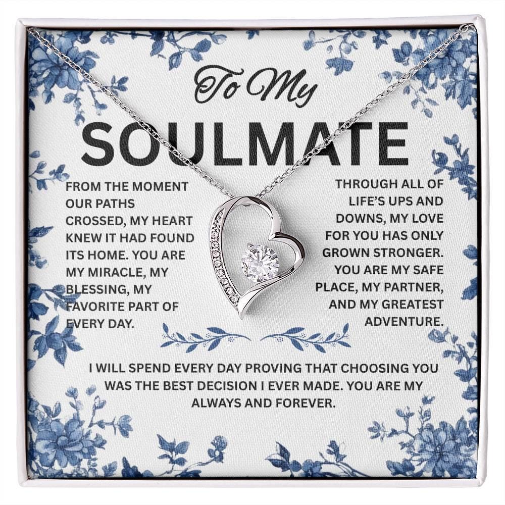 To My Soulmate Necklace with luxury box, Gift for Wife, To My Soulmate Romantic gift