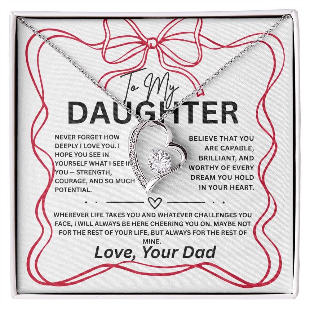 To My Daughter Necklace Gift from Dad, gift to daughter, Daughter's birthday gift, Thinking of you jewelry with box