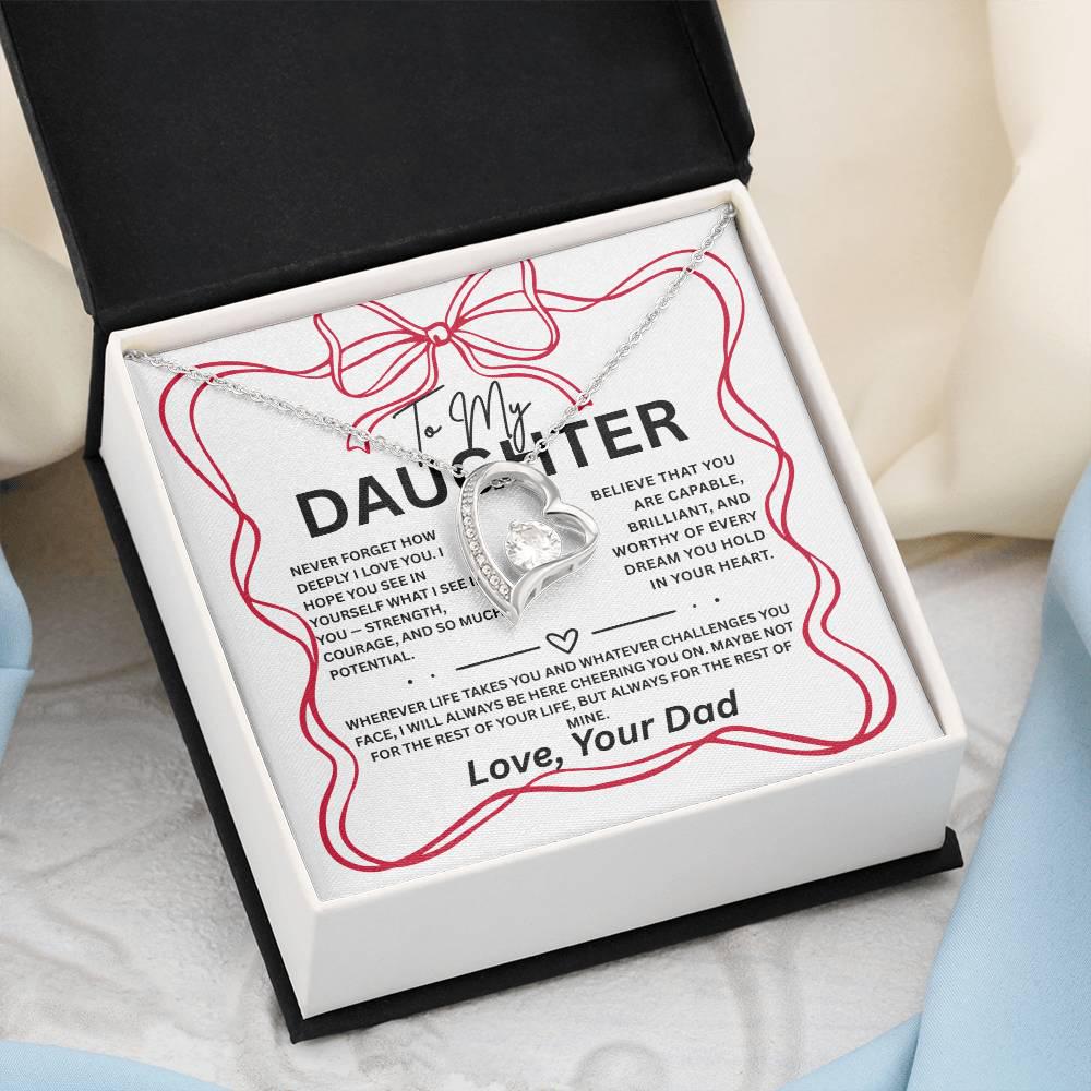 To My Daughter Necklace Gift from Dad, gift to daughter, Daughter's birthday gift, Thinking of you jewelry with box