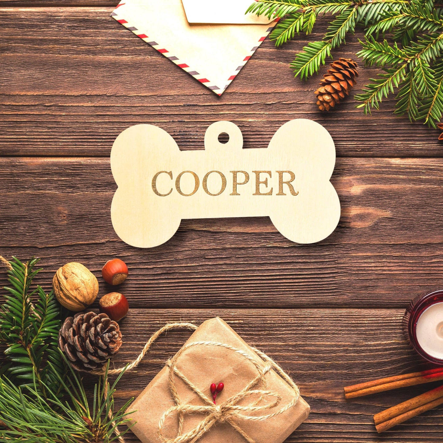 Personalized Wooden Dog Paw Ornament, Custom Pet Name Christmas Ornament, Memorial Dog Ornament, Gift for Dog Lover, Puppys First Christmas