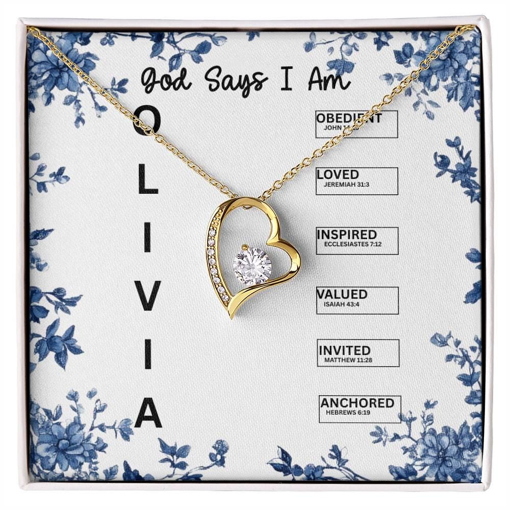 God Says I am Necklace with Bible Verse, Christian Gifts, Custom Name Necklace