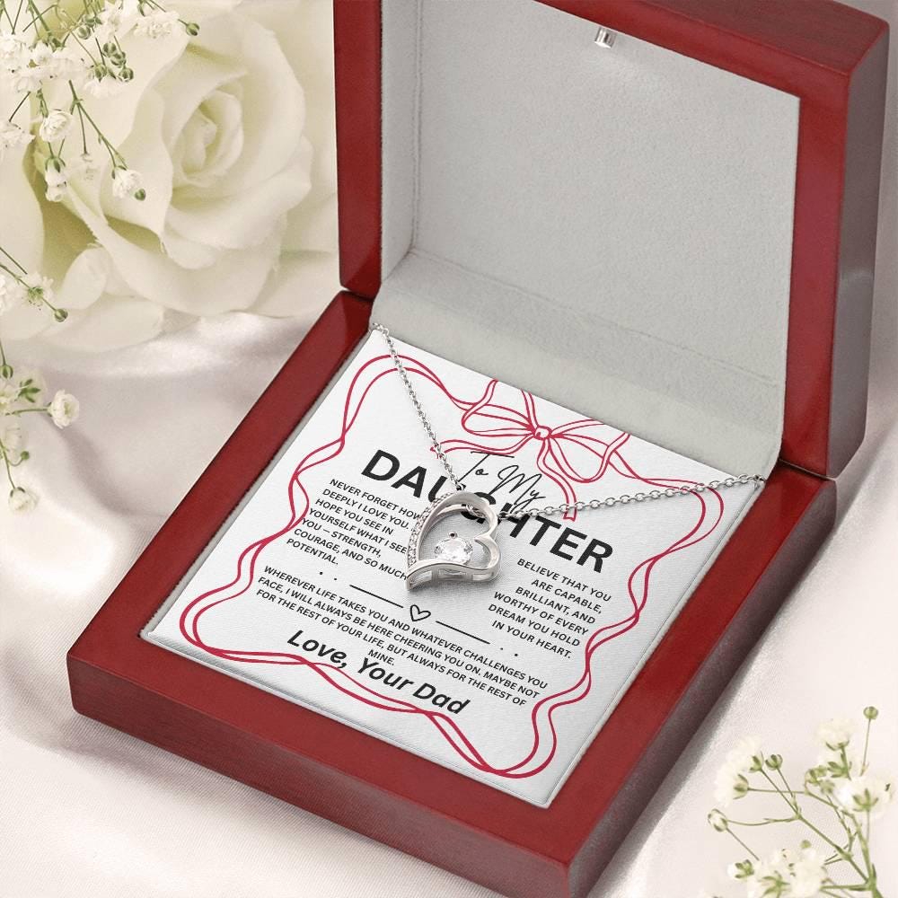 To My Daughter Necklace Gift from Dad, gift to daughter, Daughter's birthday gift, Thinking of you jewelry with box