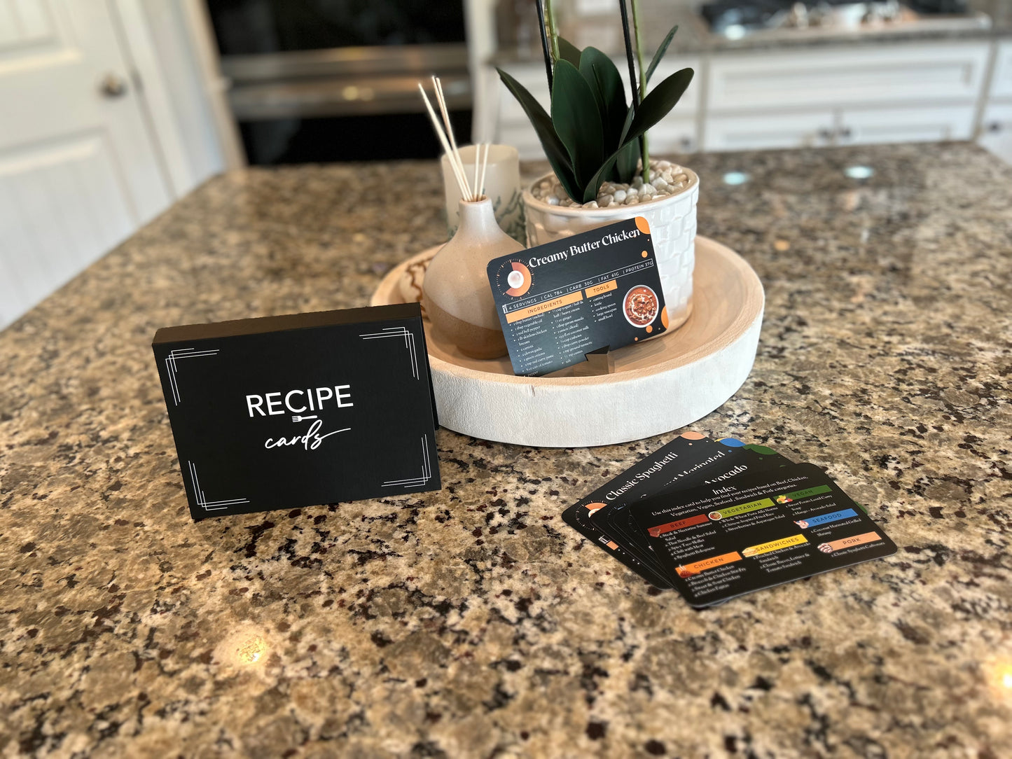 4x6 Double Sided Recipe cards and Box Set- 18 Meal Prep Cookbook flashcards & 17 Blank recipe cards and gift box set