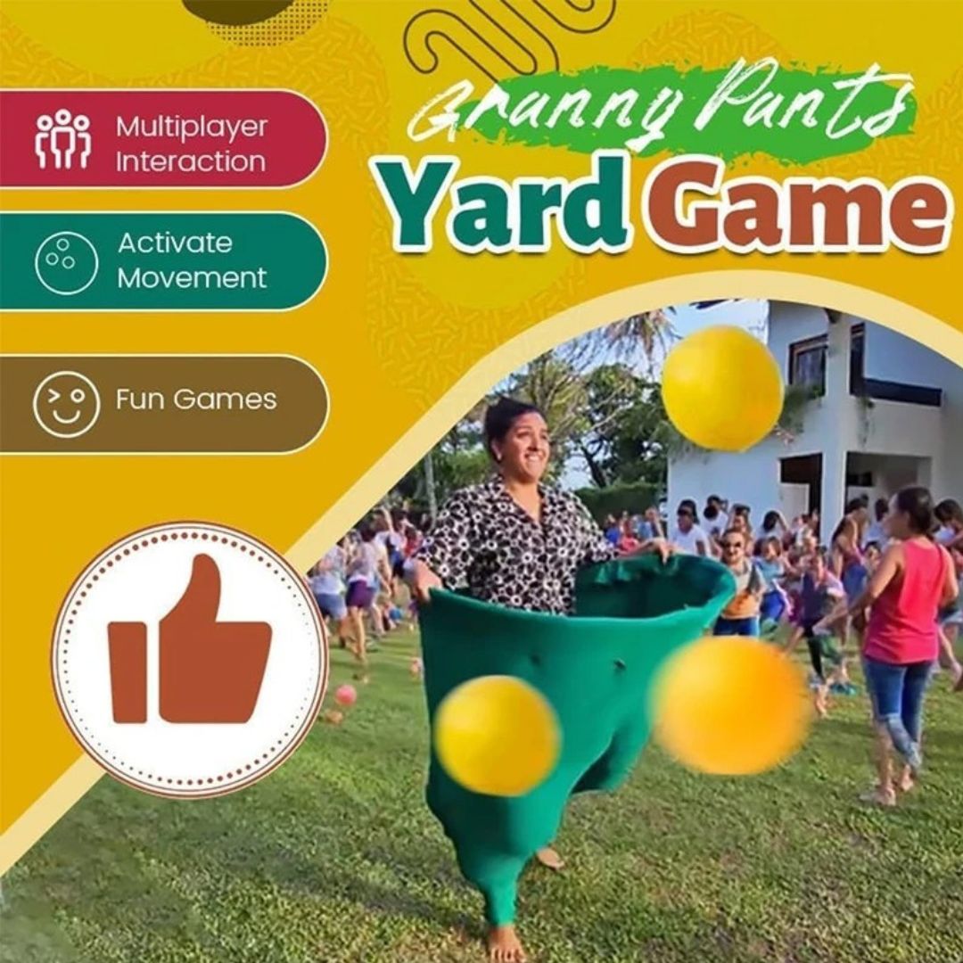 Granny Pants Yard Game – Giant Hilarious Outdoor Catch Game with Oversized Pants & Bouncy Balls