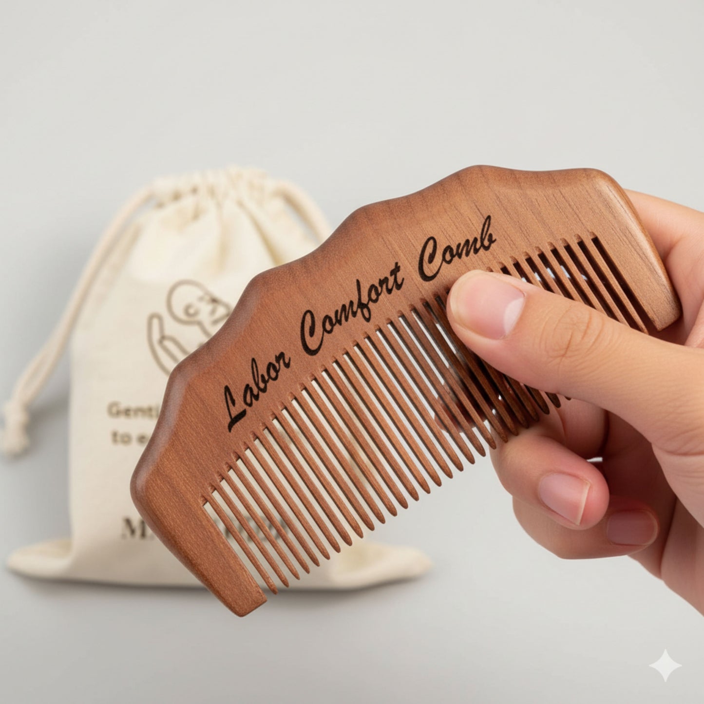 Labor Comfort Comb & Stress Relief Massage Ball- Wooden Labor comb for Pregnant Women, Delivery Essentials, Birthing Combs