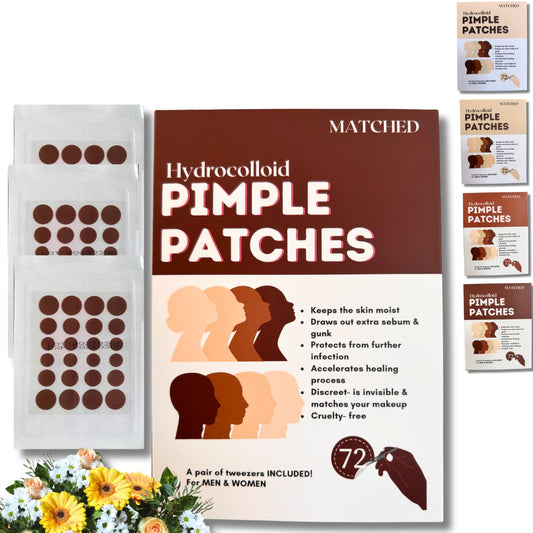 MATCHED Hydrocolloid Pimple Patches- Invisible Acne Patches for Face, 3 Sizes, 72-Count (NRB)