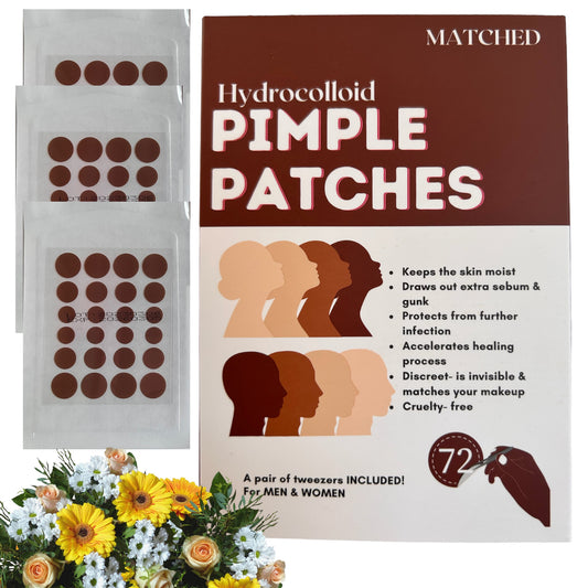 MATCHED Hydrocolloid Pimple Patches- Invisible Acne Patches for Face, 3 Sizes, 72-Count (NRB)