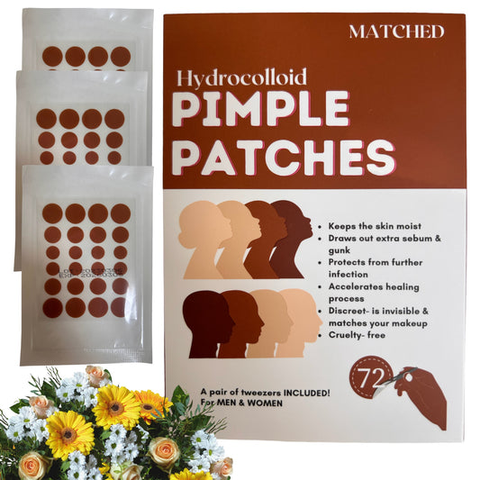 MATCHED Hydrocolloid Pimple Patches- Invisible Acne Patches for Face, 3 Sizes, 72-Count (MTG)