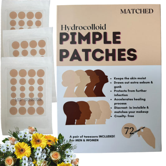 MATCHED Hydrocolloid Pimple Patches- Invisible Acne Patches for Face, 3 Sizes, 72-Count (MIA)