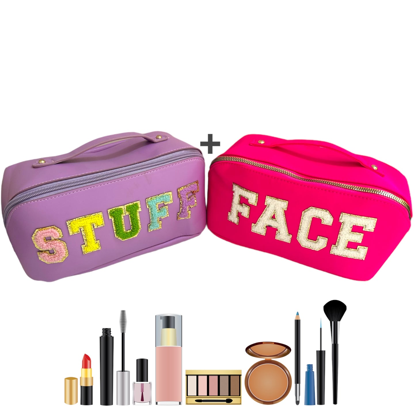 Stuff Bag Nylon Makeup Bag Large - Hot Pink Cosmetics Bag For Women - Hot  Pink