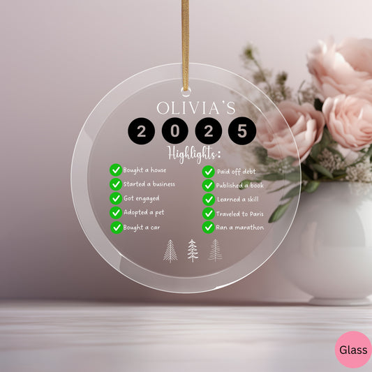 Personalized 2025 Christmas Ornament, Accomplishments ornament, Major life events 2025, goals review ornament, Funny ornament Christmas