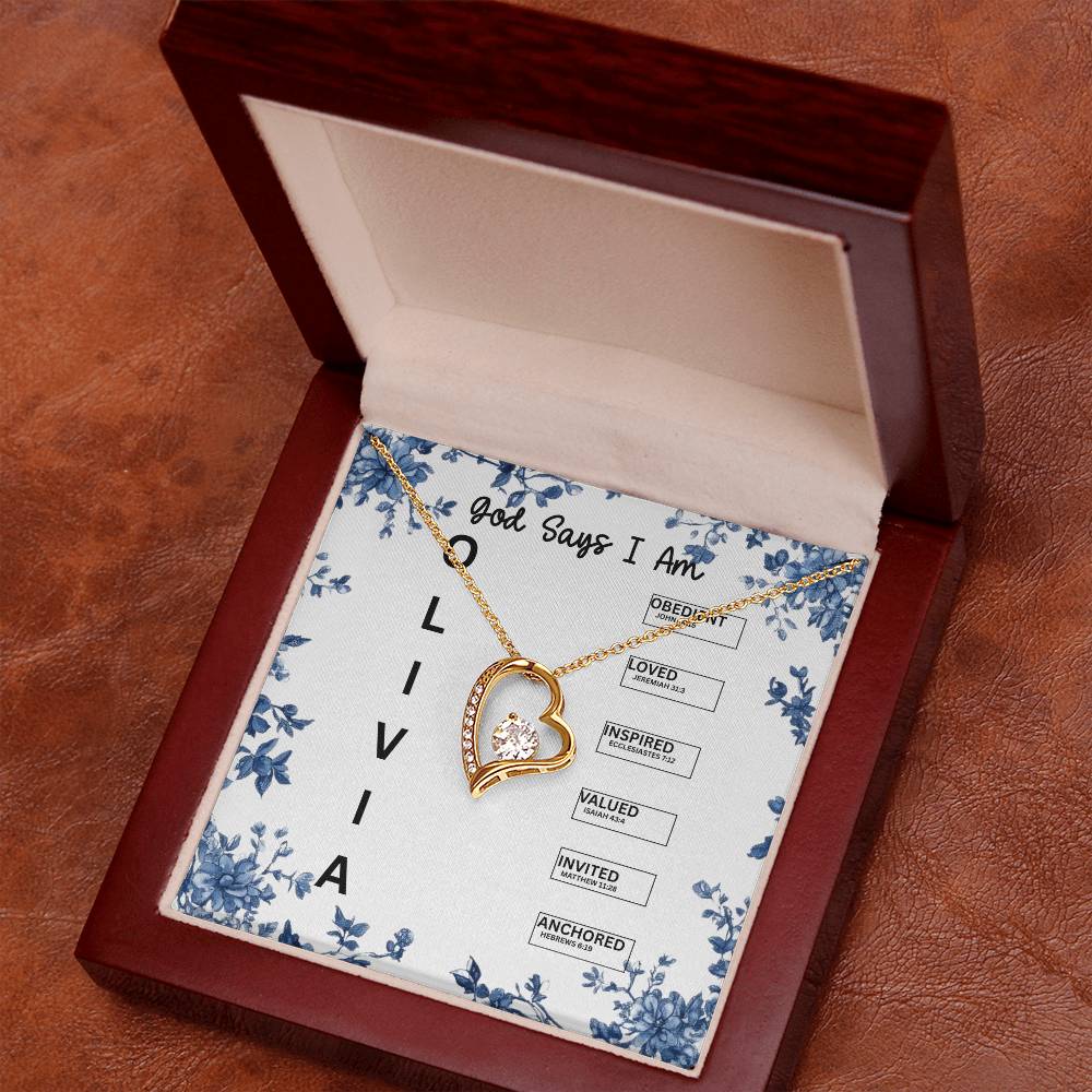 Custom God Says I am Necklace with Bible Verse, Christian Gifts, Necklace with Personalized Name