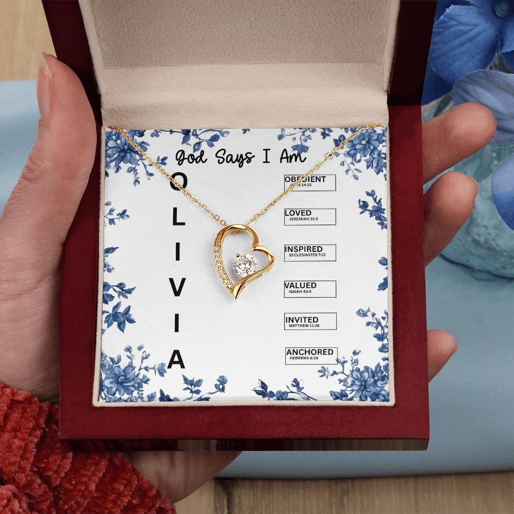 Custom God Says I am Necklace with Bible Verse, Christian Gifts, Necklace with Personalized Name