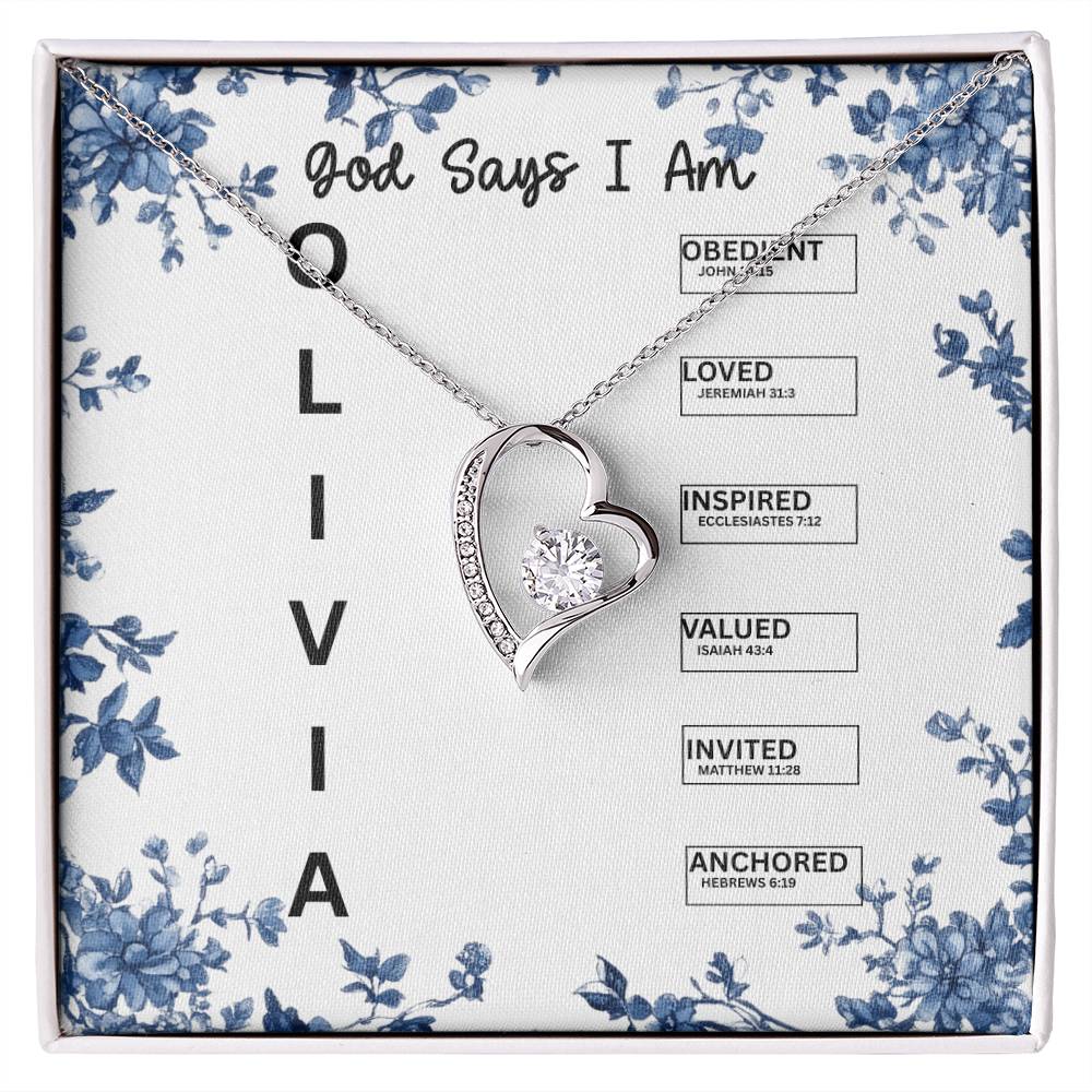 Custom God Says I am Necklace with Bible Verse, Christian Gifts, Necklace with Personalized Name