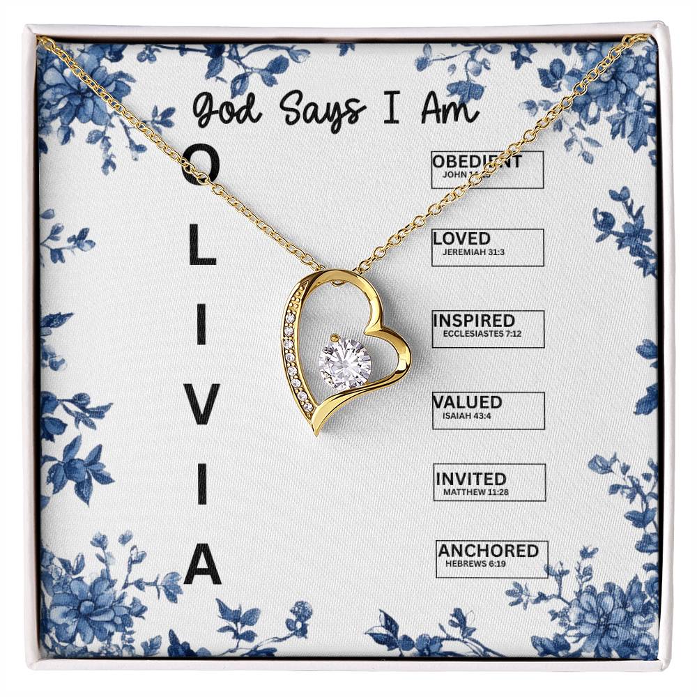 Custom God Says I am Necklace with Bible Verse, Christian Gifts, Necklace with Personalized Name