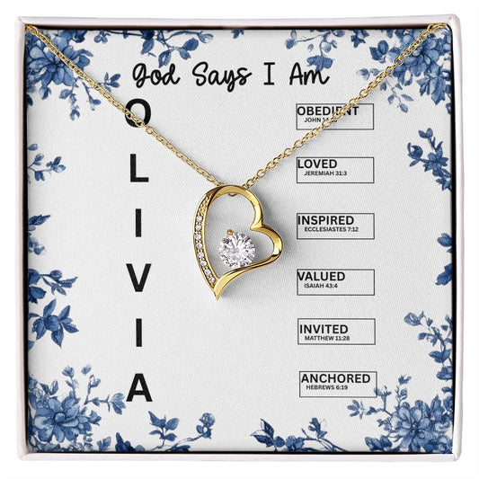 Custom God Says I am Necklace with Bible Verse, Christian Gifts, Necklace with Personalized Name