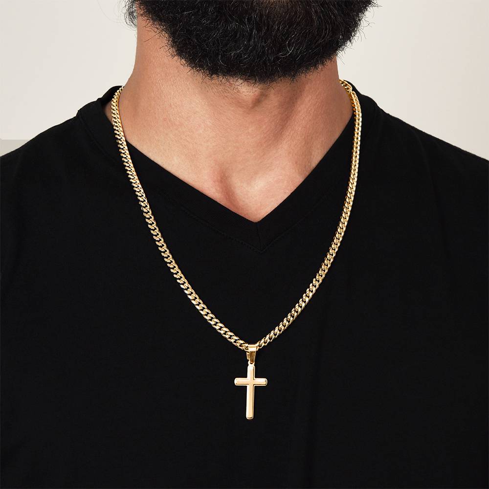 To My Son Cross Necklace, Cuban Link Necklace for Son from Dad