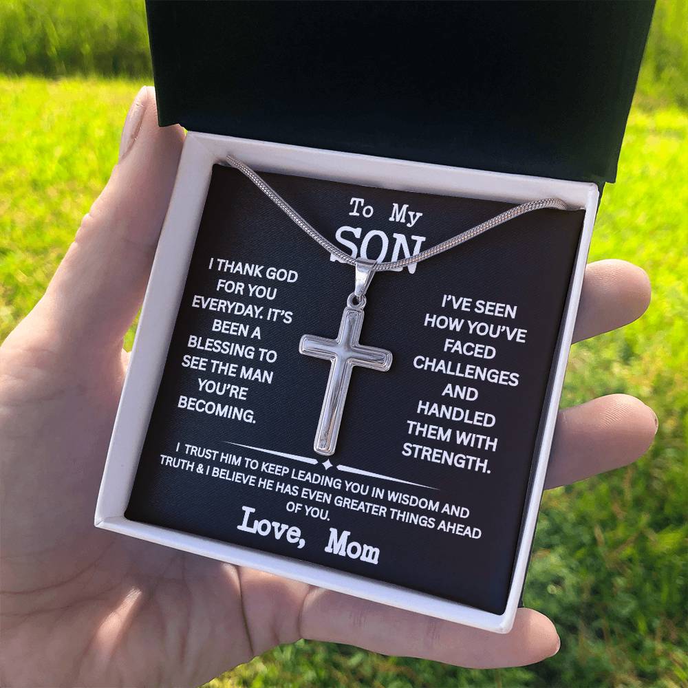 Cross necklace for Son from Mom, Men's Jewelry