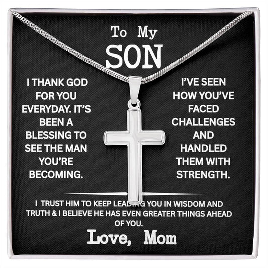 Cross necklace for Son from Mom, Men's Jewelry