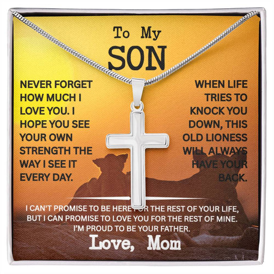 Son Necklace from Mom- Cross Necklace for Men