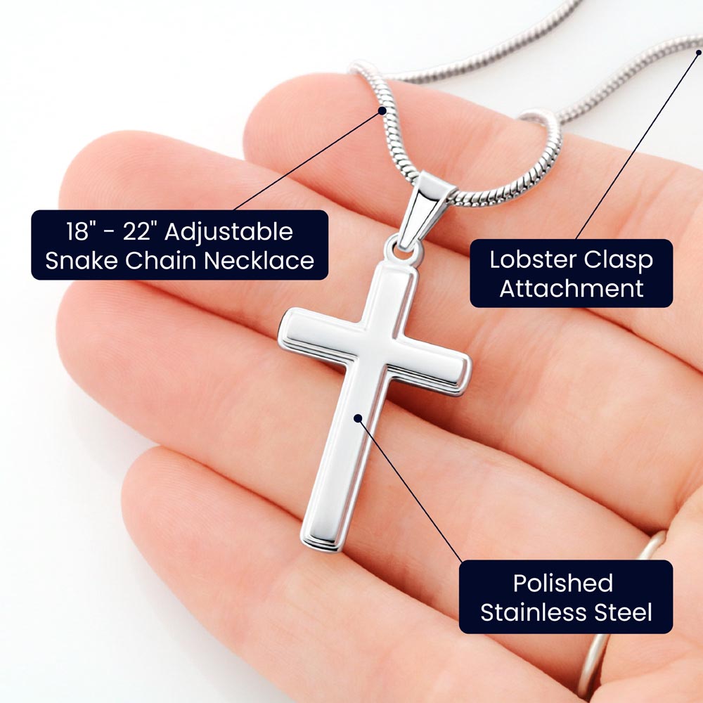 Son Cross Necklace from Dad- "Never Forget" Necklace