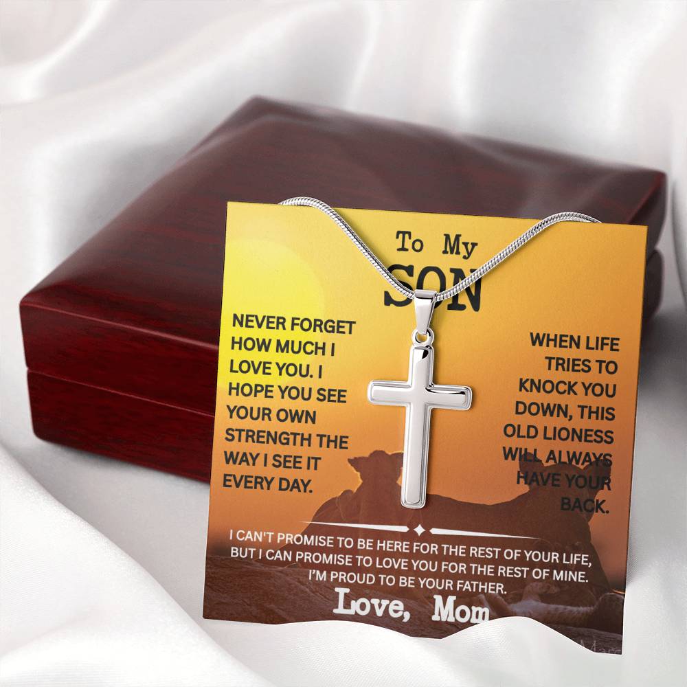 Son Necklace from Mom- Cross Necklace for Men