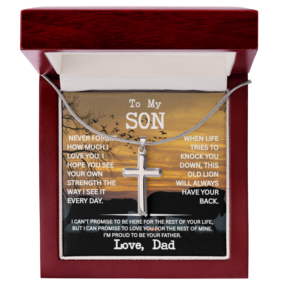 Son Cross Necklace from Dad- "Never Forget" Necklace