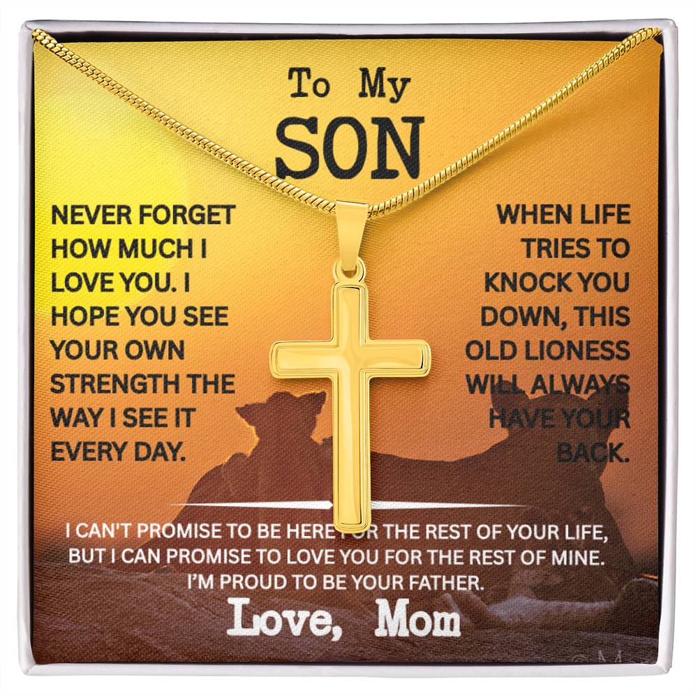 Son Necklace from Mom- Cross Necklace for Men