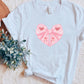 Pink Bow Heart Coquette Tshirt, Summer Casual Graphic Tees for women in Soft Girl Era