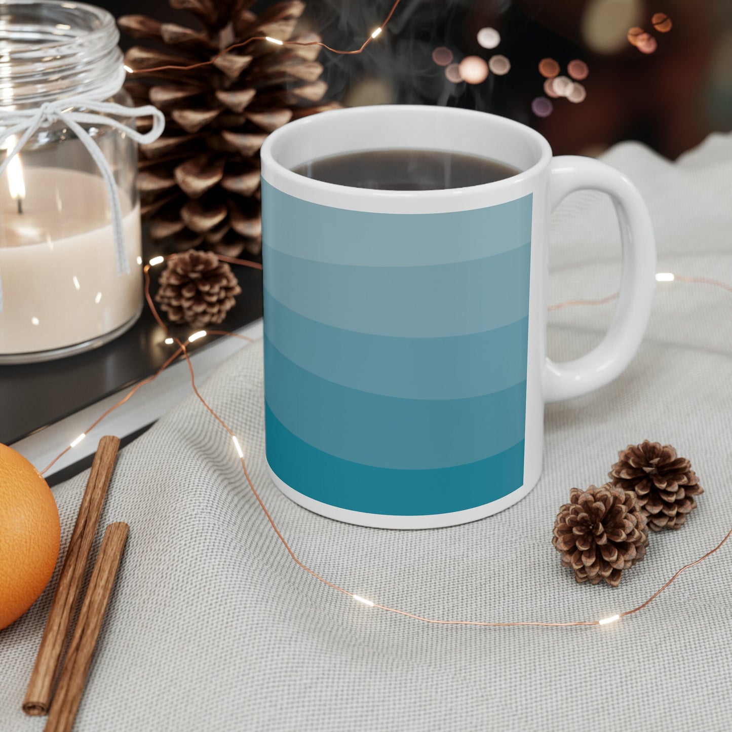 11 oz Modern Classy Blue Gradient Mug Gift for Birthday, Anniversary, House warming, Mother's Day, Graduation for Her/Him