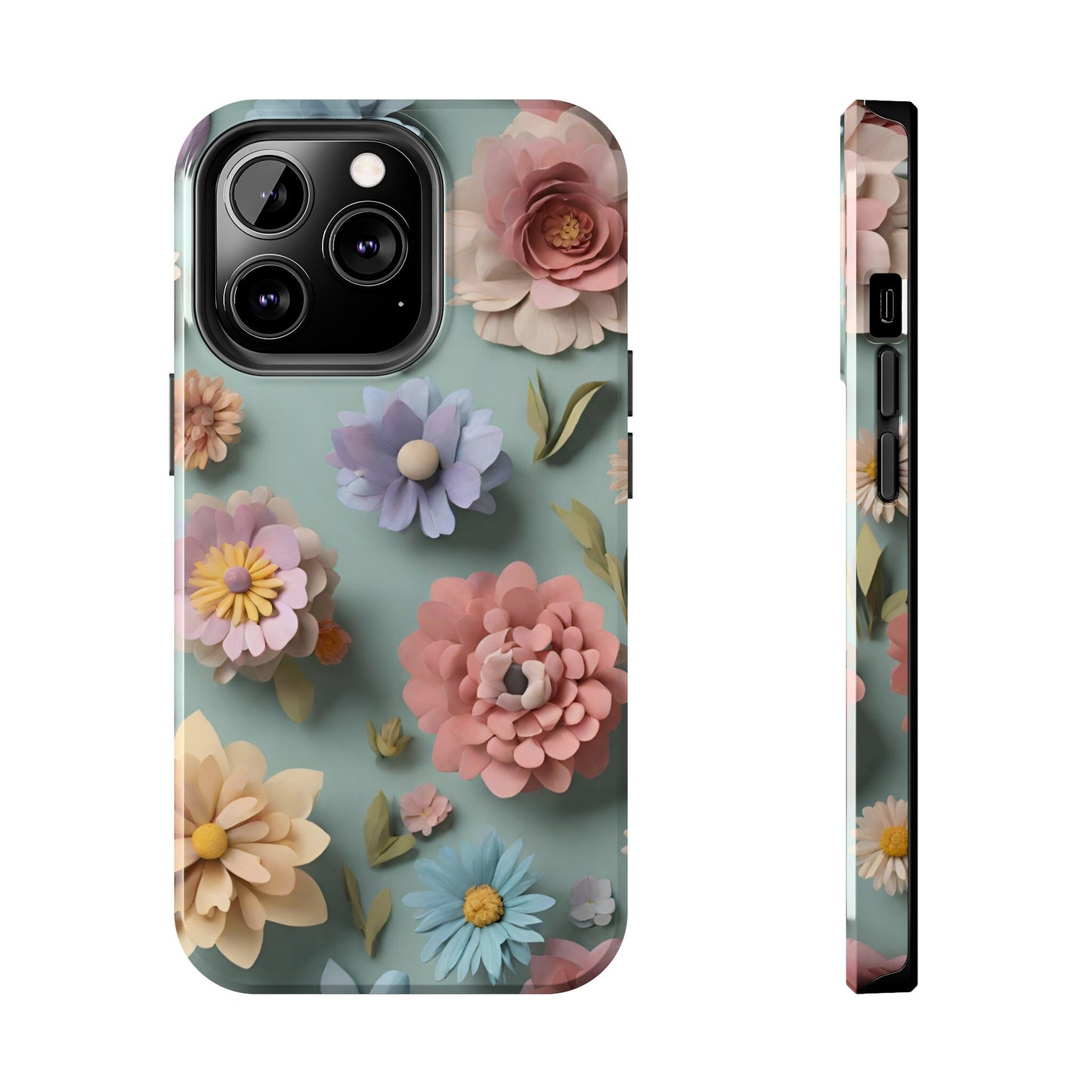 3D Boho Flowers Tough iPhone Case,Floral Impact Resistant Birthday,Anniversary,House warming,Mother's Day, Graduation gift for flower lovers