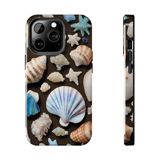 Seashells Aesthetics Graphic Tough iPhone Case, Birthday, Anniversary, House warming, Mother's Day, Graduation gift for flower lovers