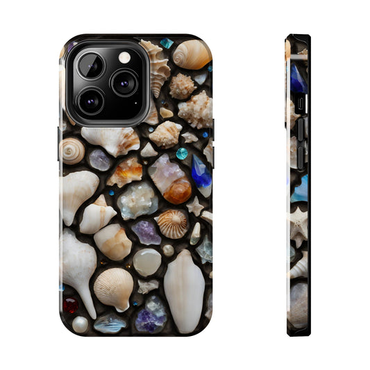 Seashells Aesthetics Graphic Tough iPhone Case, Birthday, Anniversary, House warming, Mother's Day, Graduation gift for flower lovers